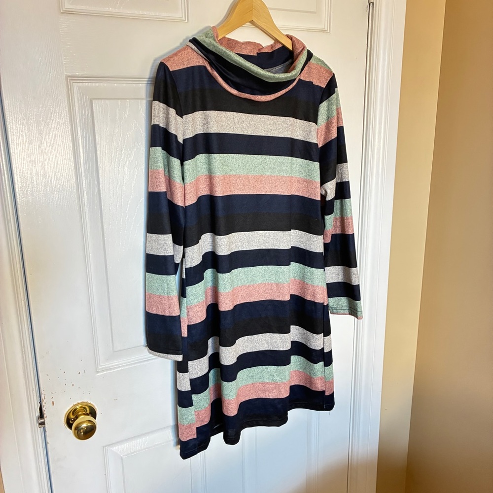 Papillon Blanc Striped Long Sleeve Dress XL